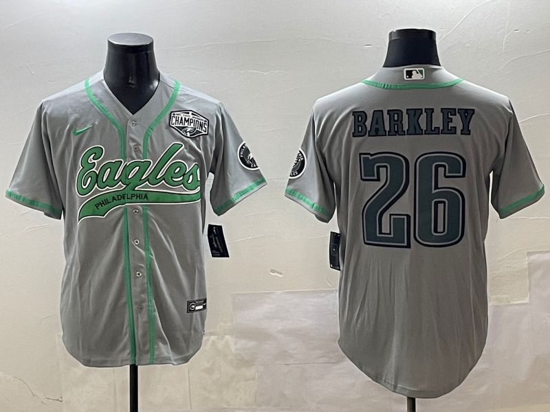 Men Philadelphia Eagles #26 Barkley Grey Jointly Name 2025 Nike Limited NFL Jersey style 5->los angeles dodgers->MLB Jersey